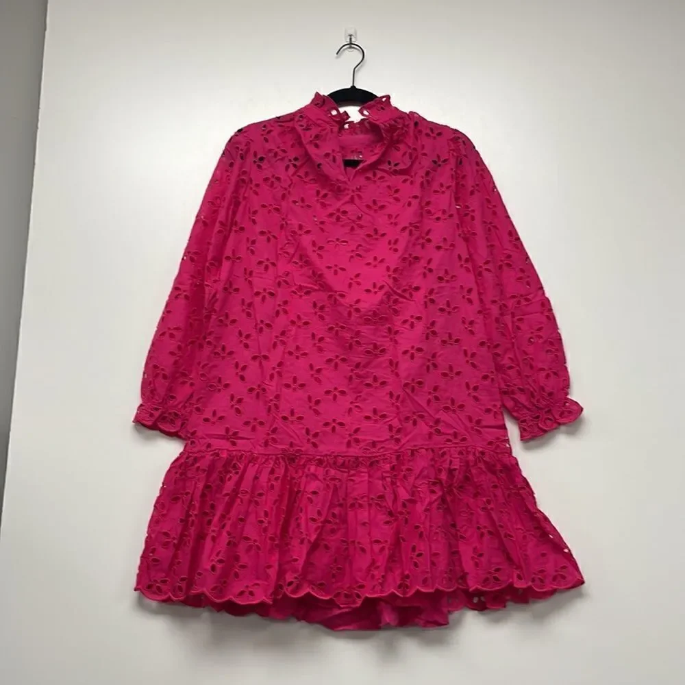 J. Crew Ruffleneck mini dress in eyelet* - Picture 4 of 6